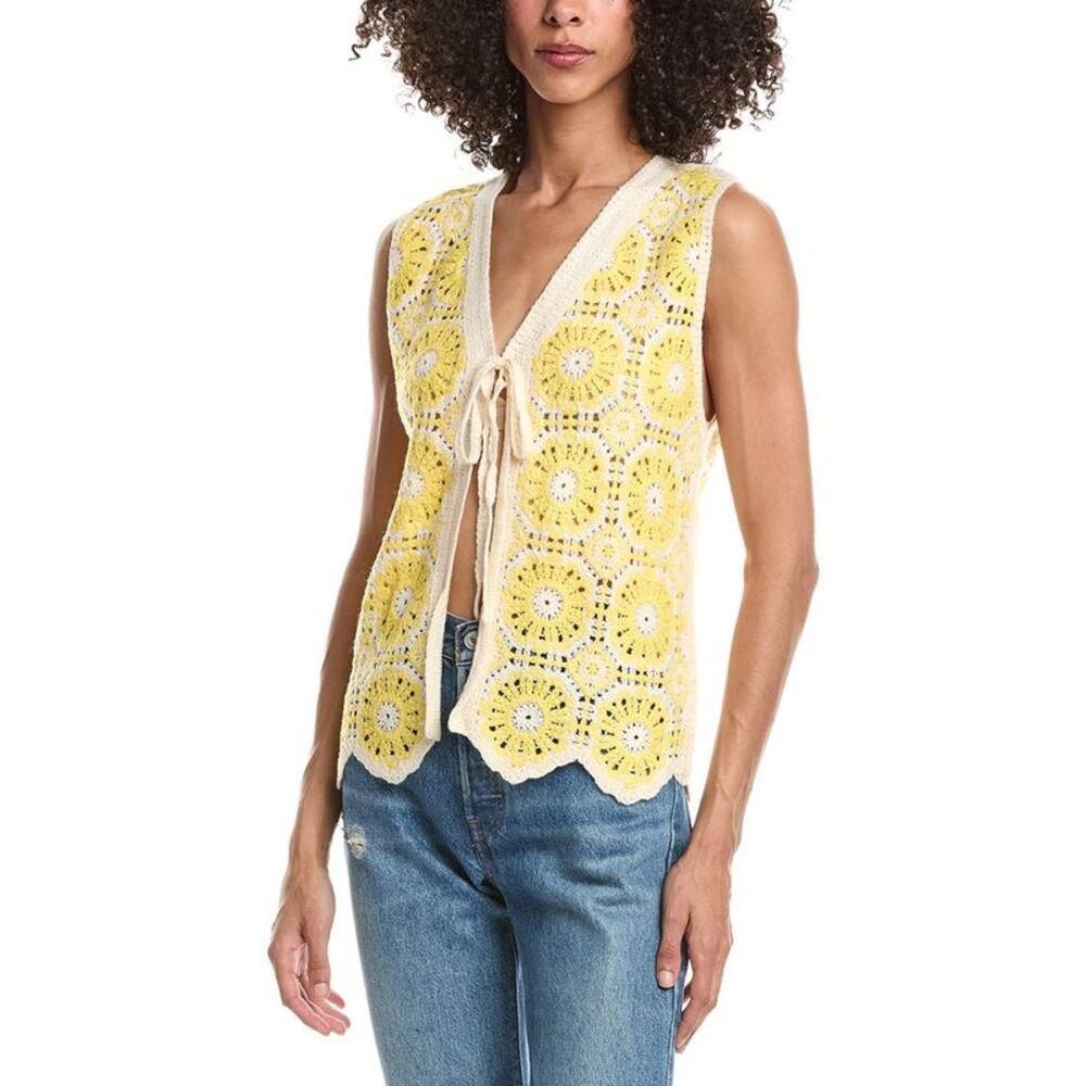 Anna Kay Womens Lace Blouse, Yellow